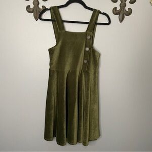 KNITWORKS green velvet corduroy overall babydoll dress size Medium Plus